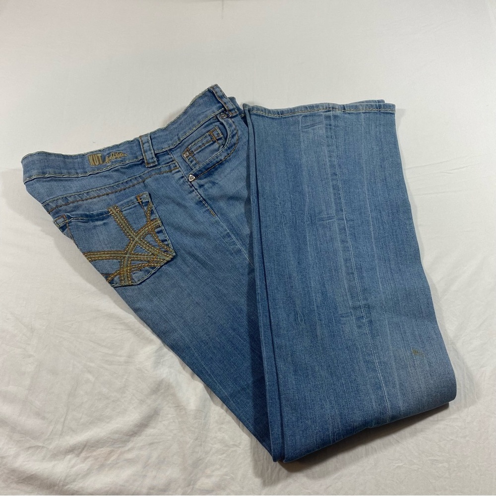 KUT Kate Bootcut Jeans Mid Embroidered pockets Tab Button Pockets Women’…